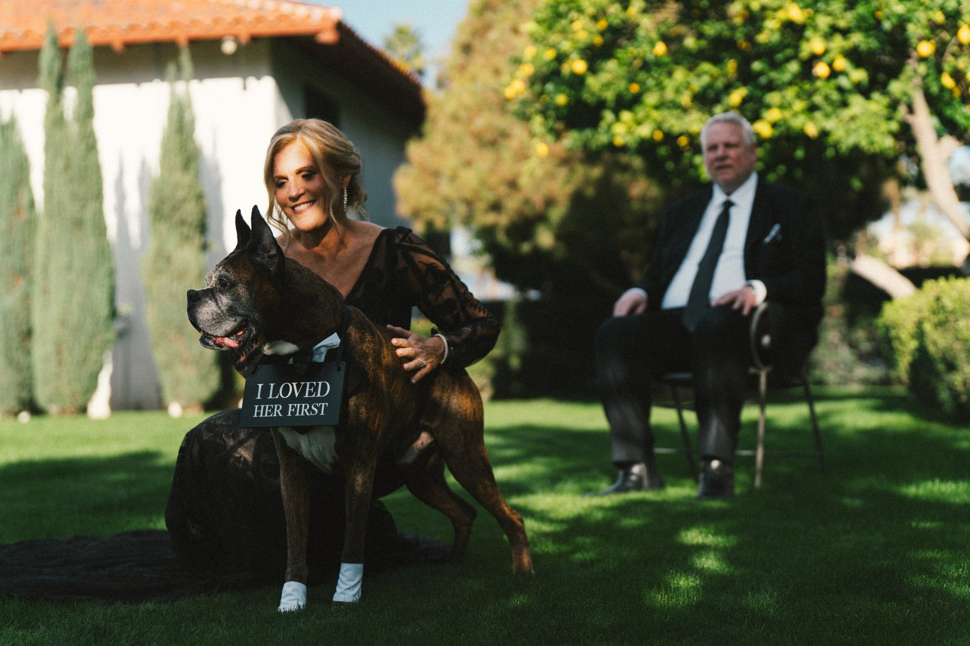 Dog at a Coachella Valley wedding, captured by Manuel & Alma